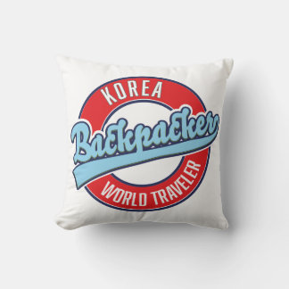 Peru backpacker world traveller logo. throw pillow