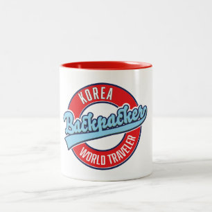 Peru backpacker world traveller logo. Two-Tone cof Coffee Mug