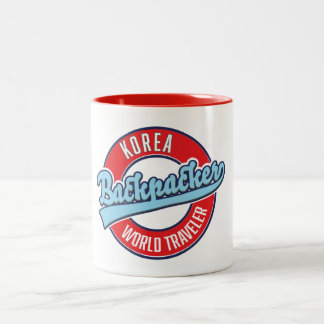Peru backpacker world traveller logo. Two-Tone cof Coffee Mug
