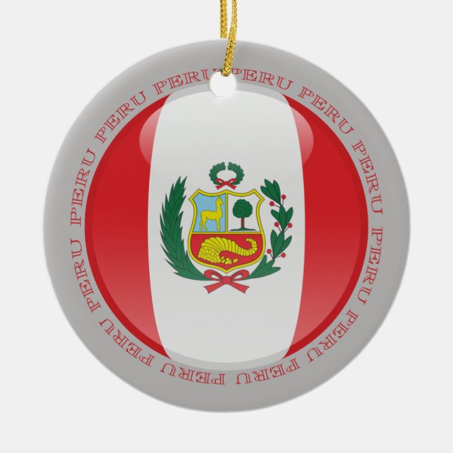 Peru Bubble Flag Ceramic Tree Decoration (Front)