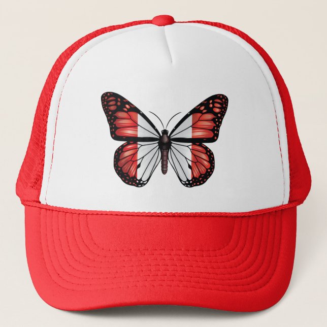 Peru butterfly monarch flag trucker hat (Front)