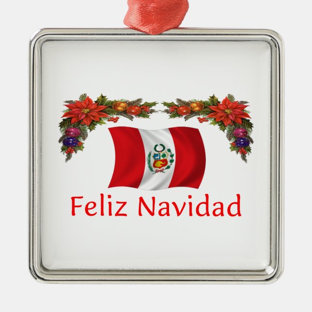 Peru Christmas Metal Tree Decoration (Front)