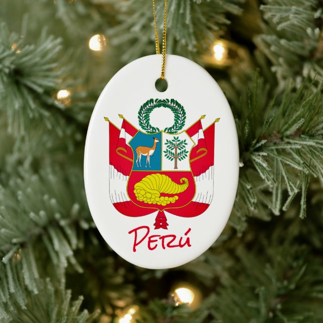 Peru Coat of Arms Ceramic Tree Decoration (Tree)
