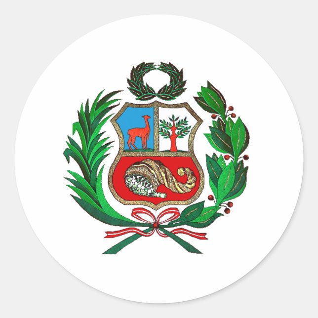 Peru coat of arms classic round sticker (Front)