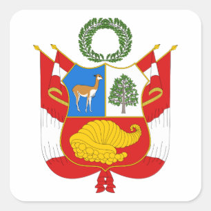 Peru Coat of Arms Square Sticker