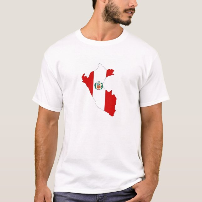 peru country flag shape map symbol T-Shirt (Front)
