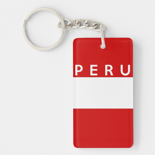 peru country flag symbol name text key ring (Front)