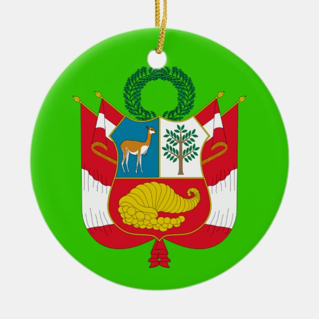 PERU* Custom Coat of Arms Ceramic Tree Decoration (Front)
