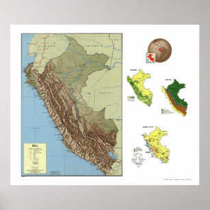 Peru Detailed Map 1970 Poster