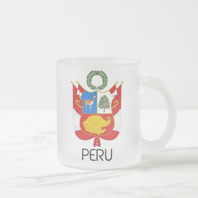 PERU - emblem/flag/coat of arms/symbol Frosted Glass Coffee Mug (Right)