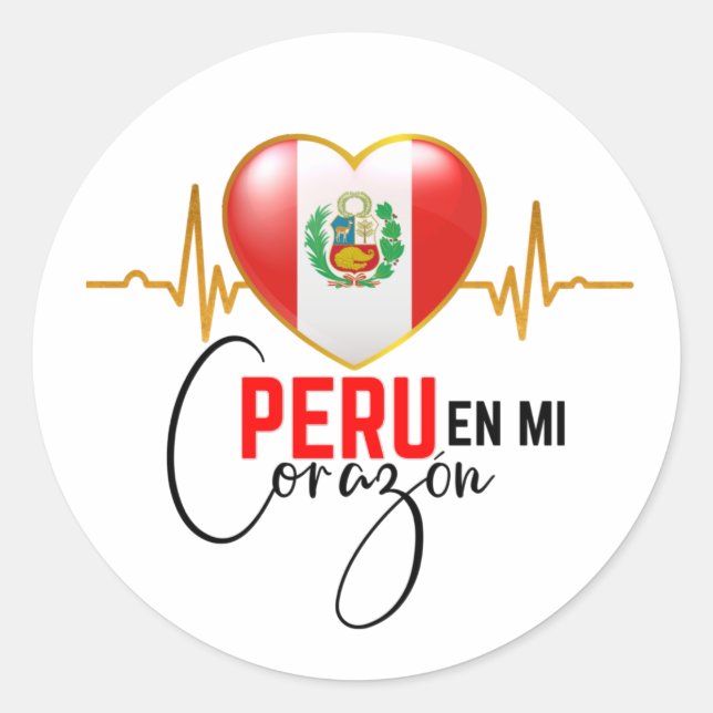 Peru en mi Corazon Peruvian Pride  Classic Round Sticker (Front)
