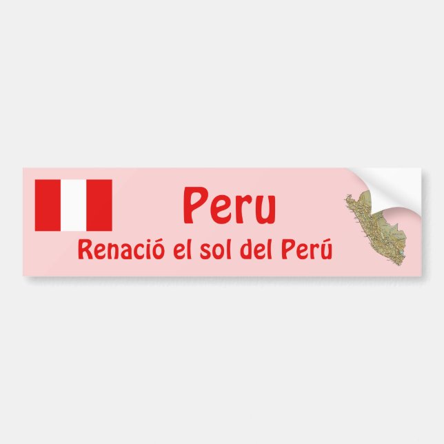 Peru Flag and Map Bumper Sticker (Front)