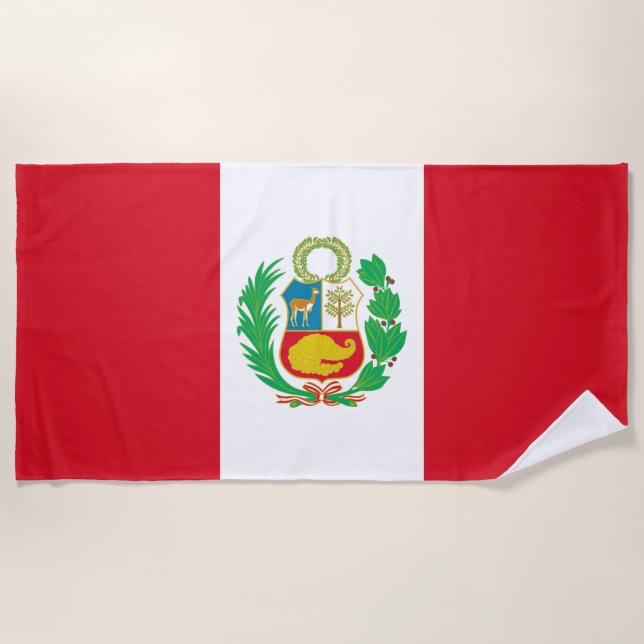 Peru Flag Beach Towel (Front)