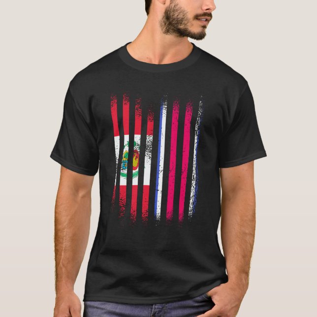 Peru Flag Costa Rica Grown Country Flags Stripes T-Shirt (Front)