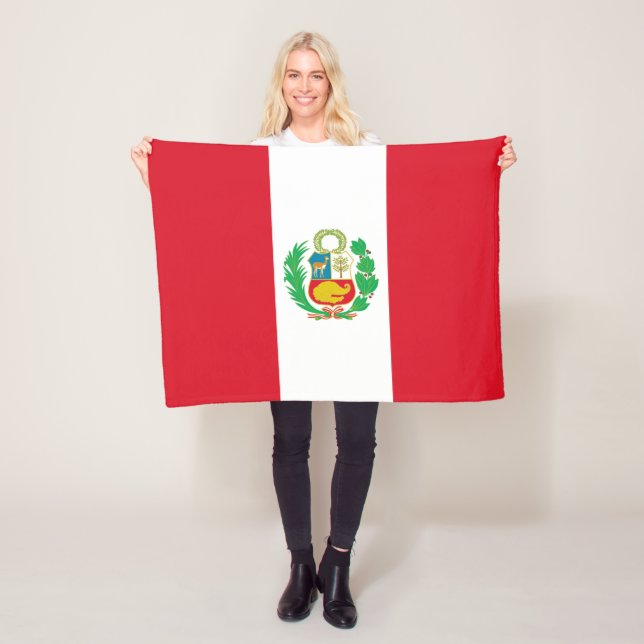 Peru Flag Fleece Blanket (In Situ)