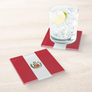 Peru flag glass coaster
