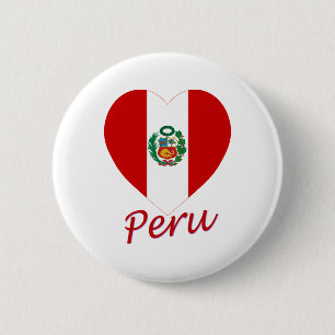Peru Flag Heart 6 Cm Round Badge