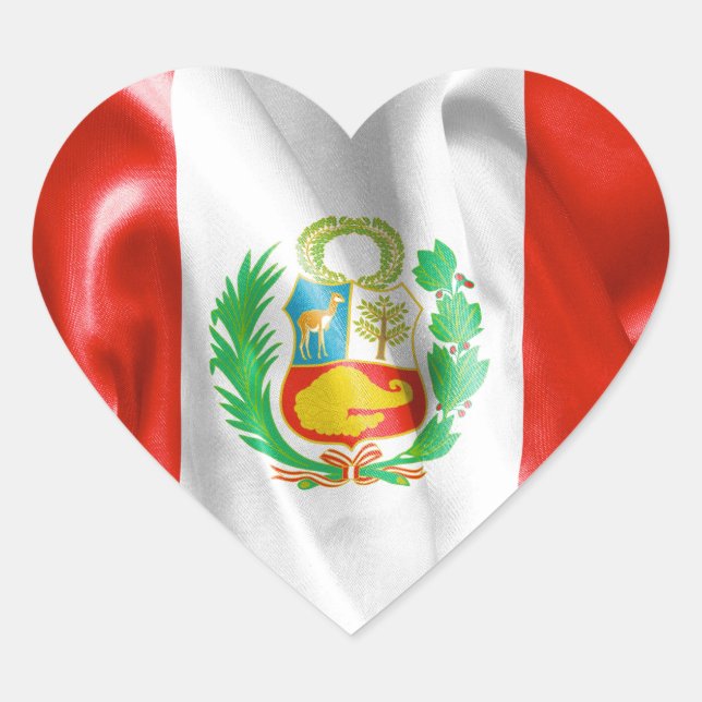 Peru Flag Heart Shaped Sticker (Front)