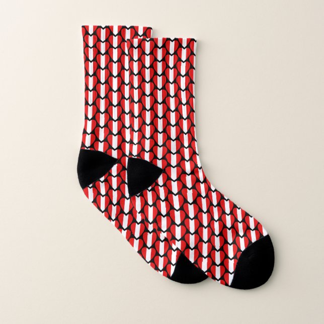 Peru Flag Hearts Socks (Pair)