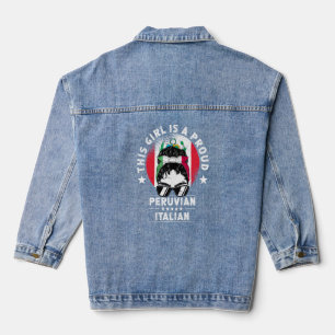 Peru Flag Italy Grown Women Girl Citizen Pride  Denim Jacket