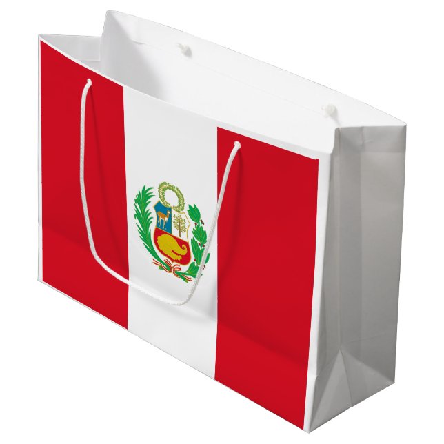Peru Flag Large Gift Bag (Front Angled)