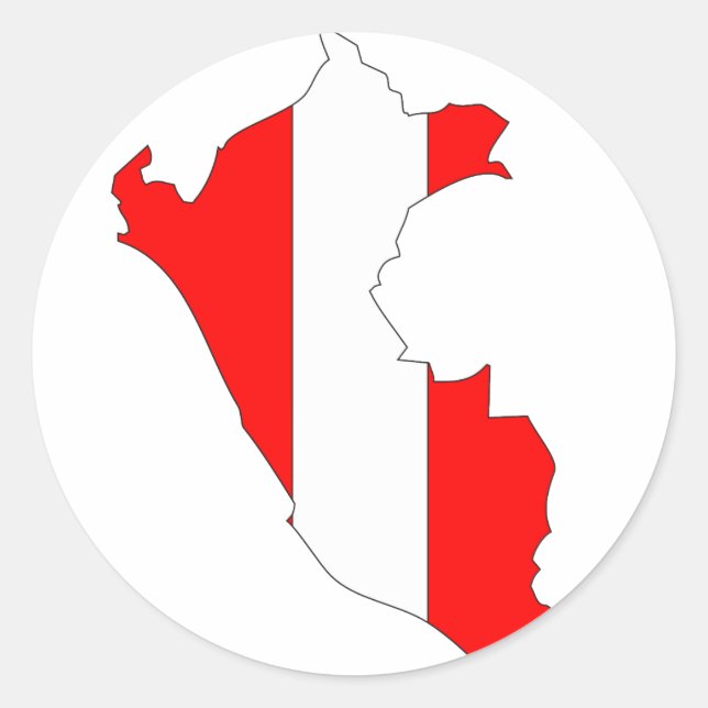 Peru flag map classic round sticker (Front)