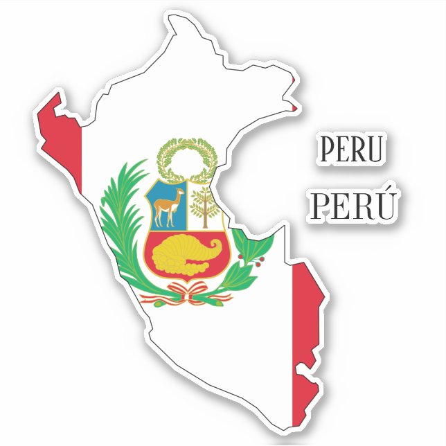 Peru Flag Map Sticker (Front)