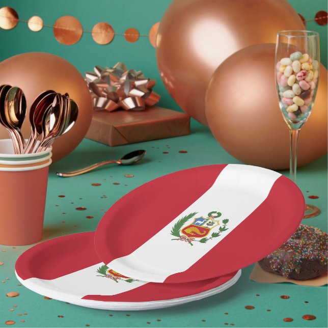 Peru flag paper plate (Multi)