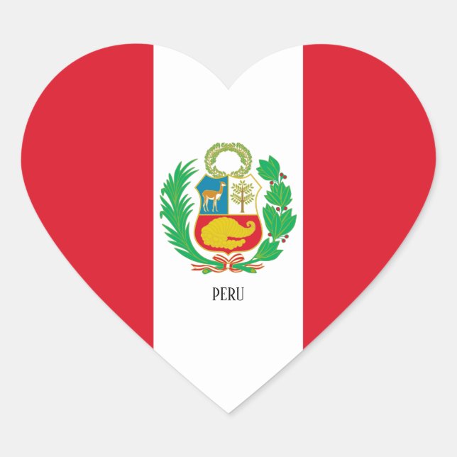 Peru Flag Patriotic Heart Sticker (Front)