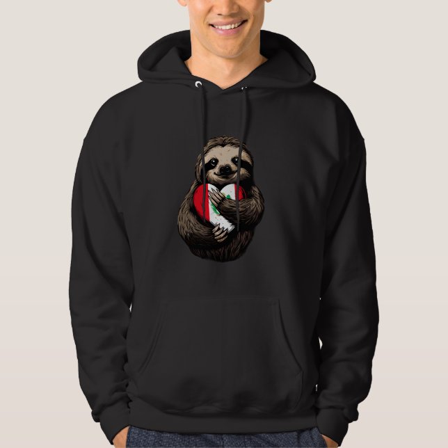 Peru Flag Peruvian Roots Sloth Heart Peruvian Prid Hoodie (Front)
