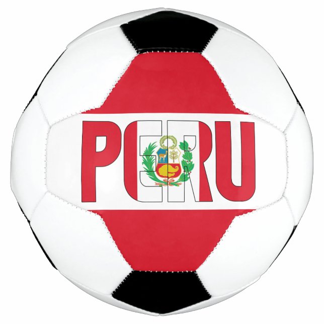 Peru Flag Red White Coat of Arms Patriotic  Football (Front)