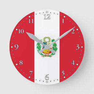 Peru Flag Round Clock