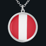 Peru Flag Silver Plated Necklace<br><div class="desc">Patriotic flag of Peru.</div>