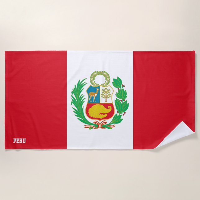 Peru Flag Splendid Patriotic Beach Towel (Front)