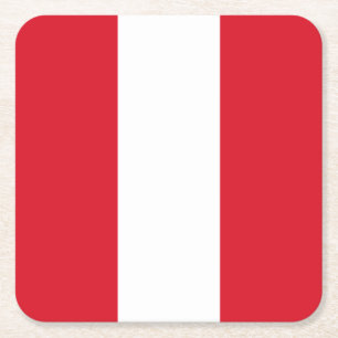 Peru Flag Square Paper Coaster