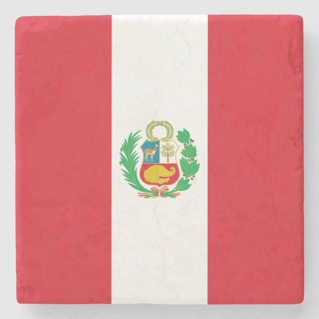 Peru Flag Stone Coaster (Front)