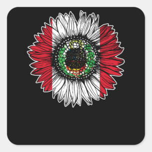 Peru Flag Sunflower Square Sticker