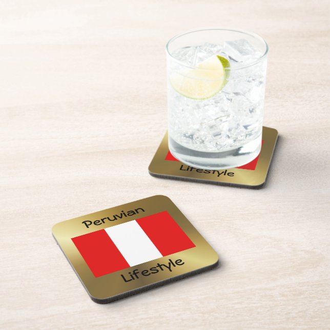 Peru Flag+Text Coaster (Right Side)