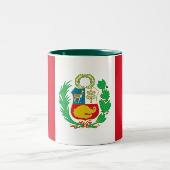 Peru Flag Two-Tone Coffee Mug (Center)