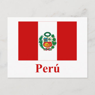 Peru Flag with Name in Spanish Postcard