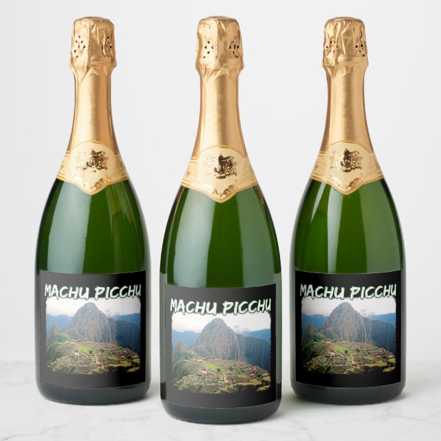 Peru Huayna Picchu Mountain Climb  Machu Picchu Sparkling Wine Label (Bottles)