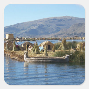 Peru: Island on Lake Titicaca Square Sticker