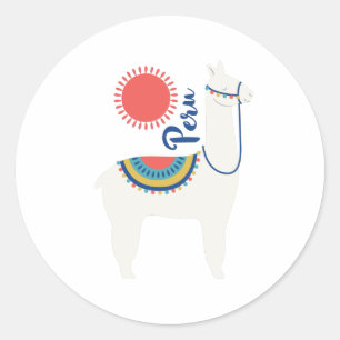 Peru Llama Classic Round Sticker