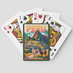 Peru Machu Picchu Illustration Travel Art Vintage Playing Cards