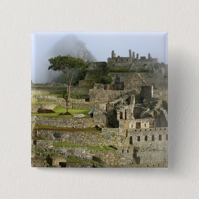Peru, Machu Picchu. The ancient citadel of 15 Cm Square Badge (Front)