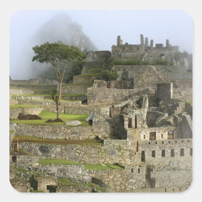 Peru, Machu Picchu. The ancient citadel of Square Sticker (Front)