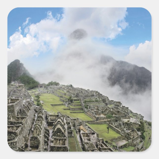 Peru, Machu Picchu, the ancient lost city of 4 Square Sticker (Front)