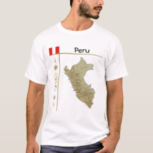 Peru Map + Flag + Title T-Shirt