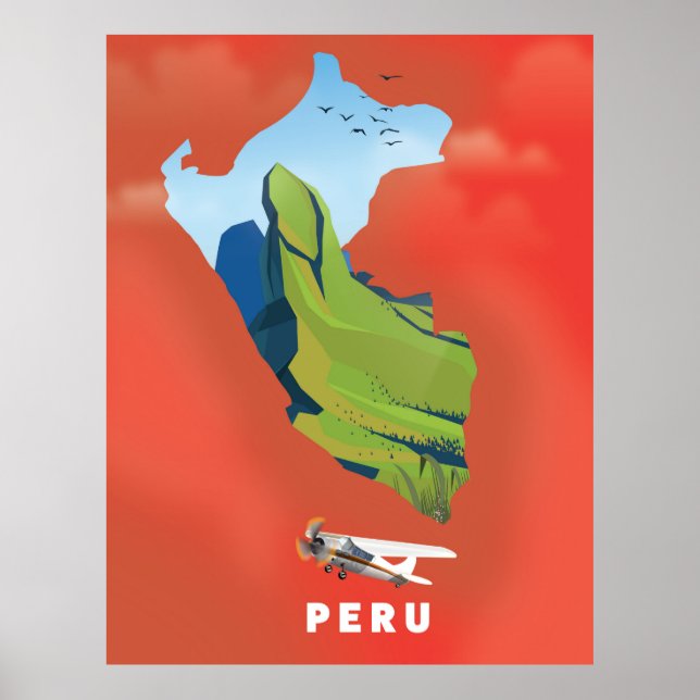 Peru map Illustrated travel poster (Front)