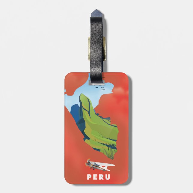 Peru map Illustrated travel poster Luggage Tag (Back Vertical)